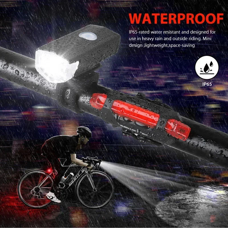 USB Rechargeable Bike Light Set Front Light with Taillight Easy to Install 3 Modes Bicycle Accessories for the Bicycle Oasis Select