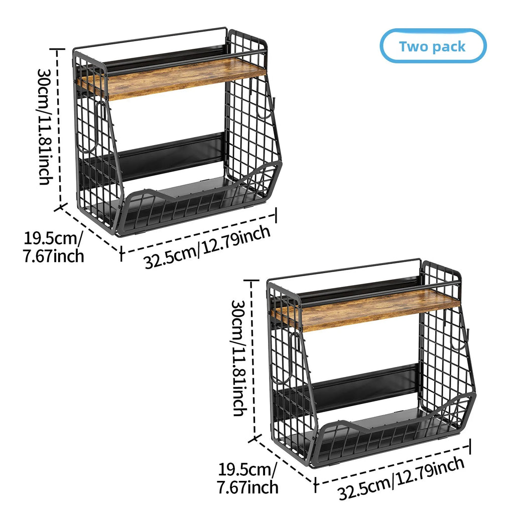 Kitchen Magnetic Refrigerator Hanger Wall-mounted Seasoning Rack Fruit and Vegetable Storage Basket Removable Magnetic Oasis Select 2 black