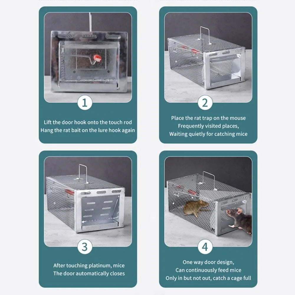Durable Humane Multi-Catch Rodent Mouse Trap Pest Control Large Capacity Rat Trap Cage Metal Live Animal Trap Indoor and Outdoor Oasis Select