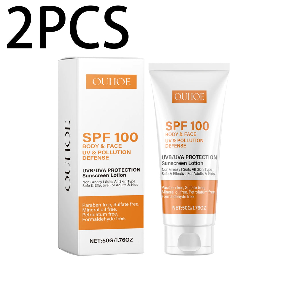 SPF 100+ Face & Body Sunscreen – Non-Greasy UVA/UVB Cream Facial Sunscreen Oasis Select 100g boxed