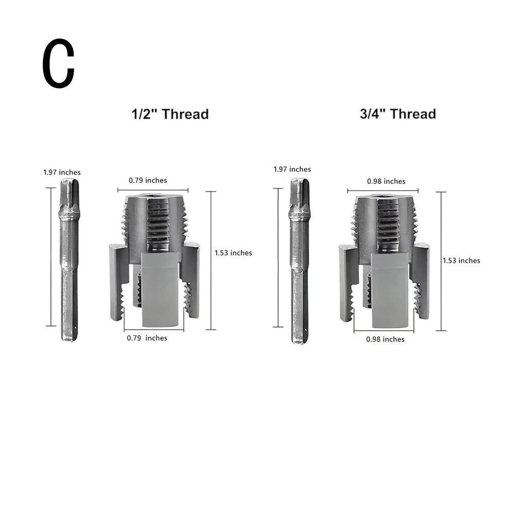 Pipe Thread Cutting Tool Integrated Internal & External Pipe Threading Tool Electric Drill Compatible PVC Pipe Threader Kit Oasis Select C