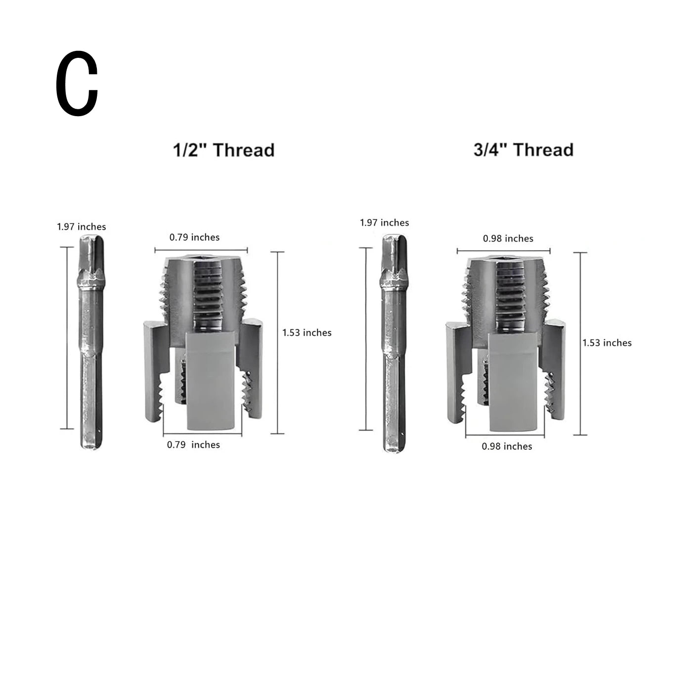 Pipe Thread Cutting Tool Integrated Internal & External Pipe Threading Tool Electric Drill Compatible PVC Pipe Threader Kit Oasis Select C