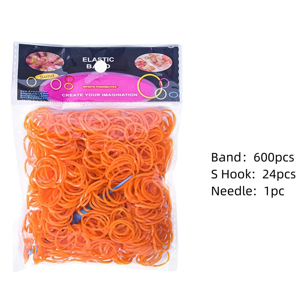 600pcs Loom Rubber Bands Kit Bracelet Making Kit for Kids Elastic Weaving Lacing DIY Crafting Gift Girl Oasis Select Orange Yellow
