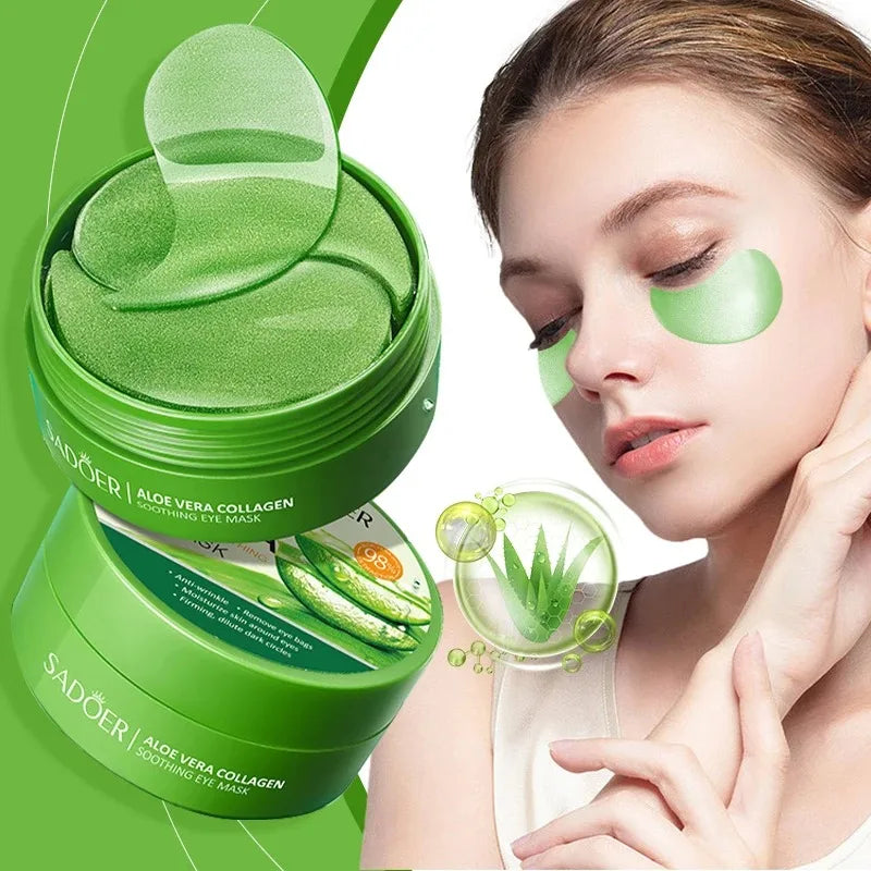 SADOER 60pcs Collagen & Aloe Vera Eye Mask Patches Anti Dark Circles Eye Bags Removal Moisturizing & Firming Skin Care Treatment Oasis Select Default Title