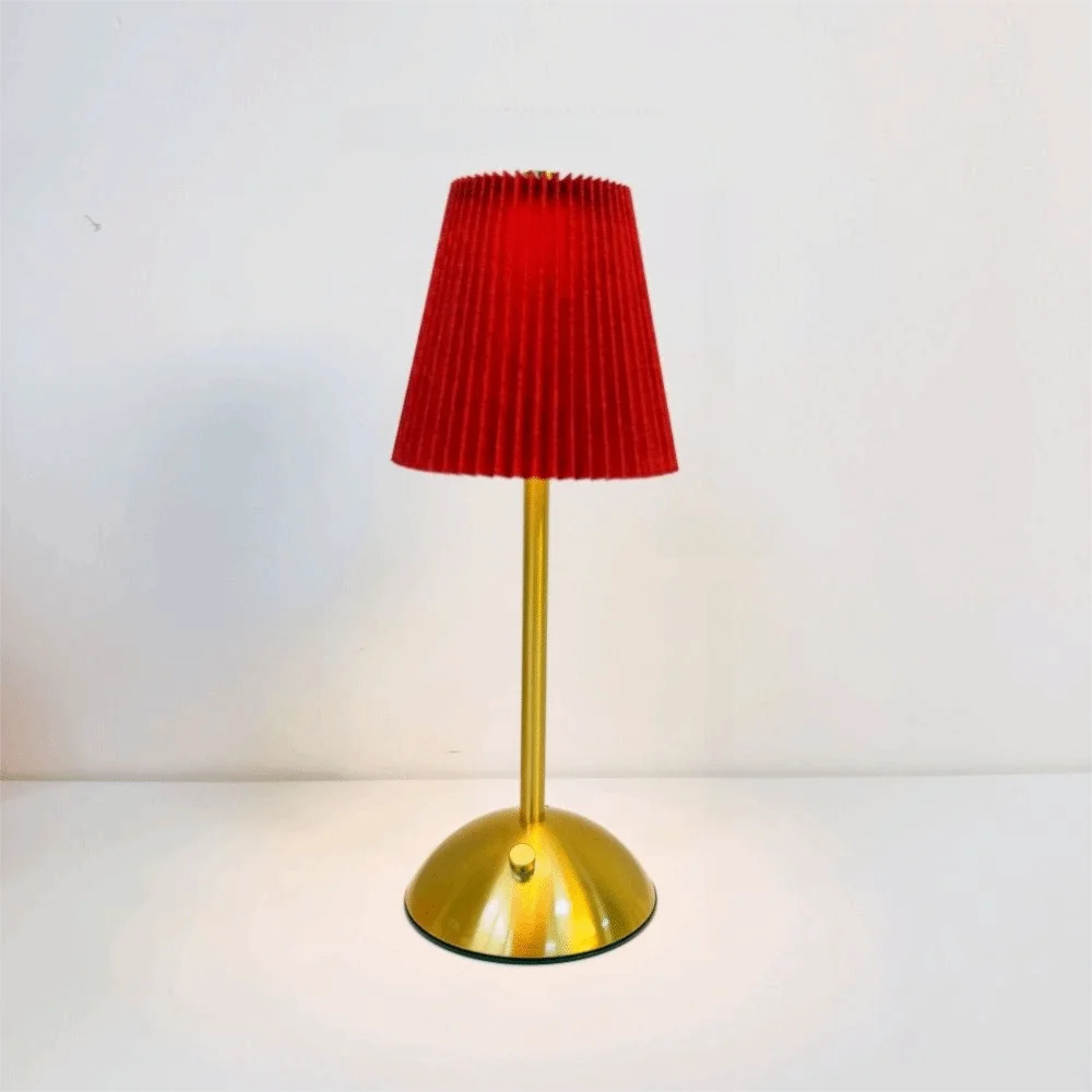Dimmable LED Desk Lamp | Pleated Fabric Shade & USB Charging