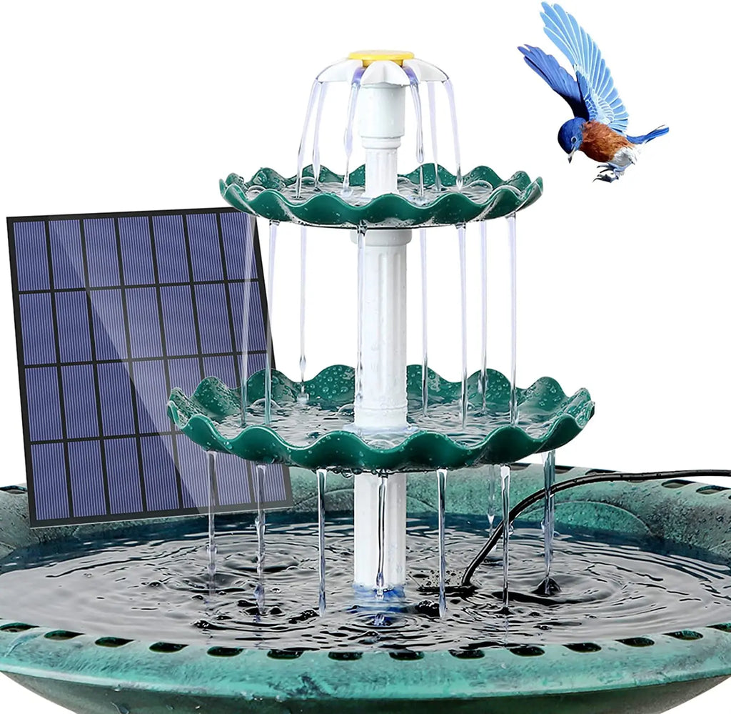 3 Tiered Bird Bath with 3W Solar Pump, DIY Solar Fountain Detachable and Suitable for Bird Bath, Garden Decoration Oasis Select