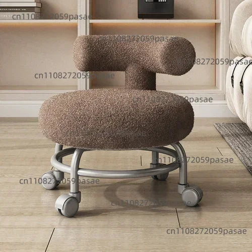 Professional Barber Chairs For Hairdressing, Household Pulley Low Stool With Baby, Lamb Wool Roller Low Stool Oasis Select F