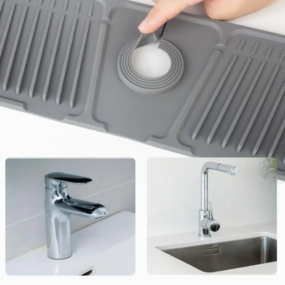 Practical Silicone Faucet Mat Black/Grey Faucet accessories Water Catcher Mat Splash proof Countertop Protector Kitchen Bathroom Oasis Select