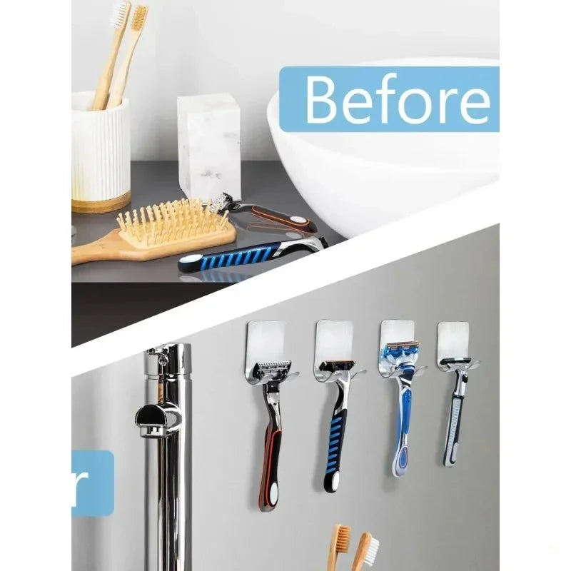 2pcs Razor Holder Stainless Steel Men Shaving Shaver Razor Stand Shelf Shaving Razor Storage Rack Bathroom Hook Organizer Oasis Select