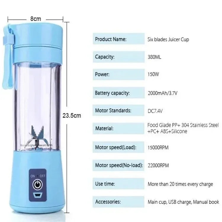 Mini 380ML Portable Blender for Shakes and Smoothies Rechargeable USB Traveling Fruit Juicer Cup Hand Fruit Blender Juicing Cup Oasis Select