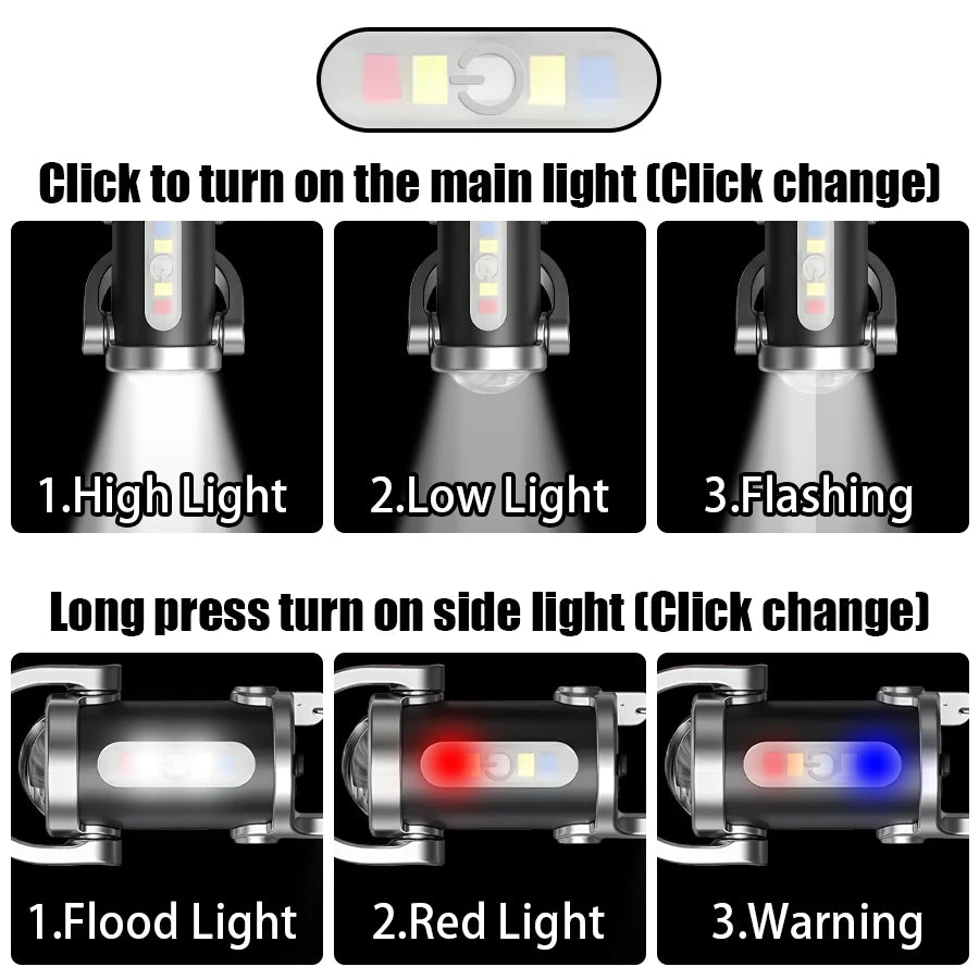 Mini Keychain Flashlights LED Side Light USB Rechargeable Torch COB Work Lamp Ultra Bright Portable Lantern for Camping Hiking Oasis Select