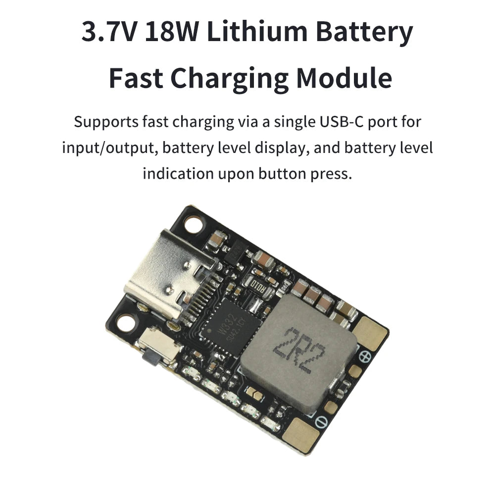 3.7V Lithium Battery Charge Discharge Module 18W Fast Charging with LED Display Type C Interface for Drone Power Bank Protection Oasis Select