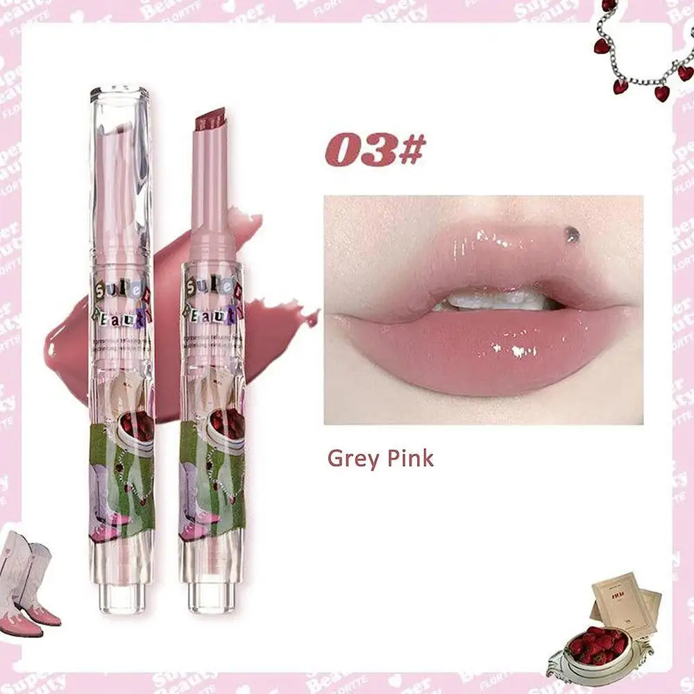 2025 New Florette Clear Jelly Lip Glaze Flower Love Shape Mirror Lipstick Waterproof Non-stick Cup Lipstick Korea fashion Makeup Oasis Select C CN