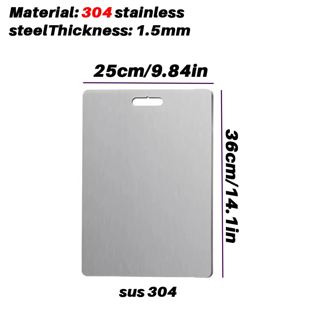 New stainless steel cutting board, multiple materials, for kitchen, home, camping, parties, and barbecues, usable on both sides Oasis Select 304 36x25cm