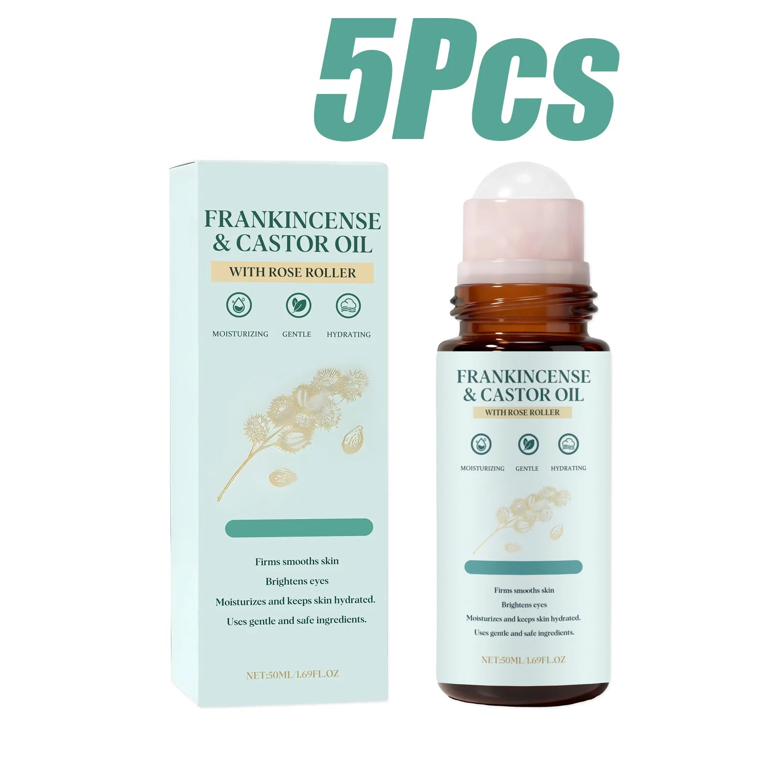 Frankincense Castor Oil Rollerball Soothing & Nourishing Roll-On Oil Improve Dryness Repair Portable Aromatherapy Body Skincare Oasis Select 250ml Boxed