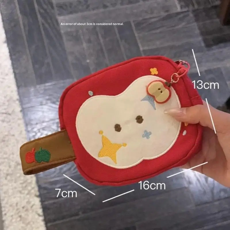 1Pcs Red Apple Camera Storage Bag Travel Embroidered Apple Cosmetic Bag Cute Apple Stitching Square Bag For Instant Cameras Oasis Select one size