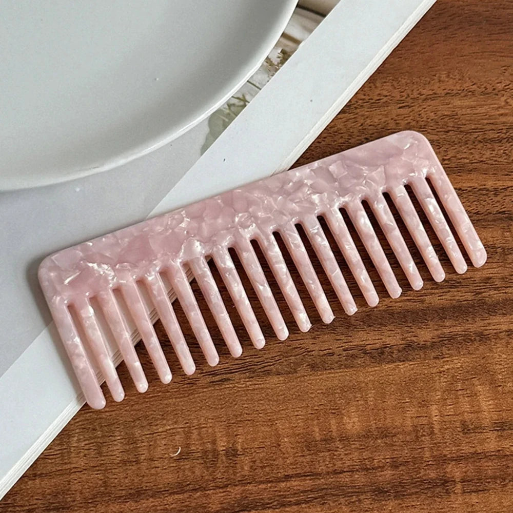 Acetate Fiber Wide Tooth Comb Anti Static Detangling Design Colorful Pattern Hair Tool Portable Travel Women Hair Accessory Oasis Select