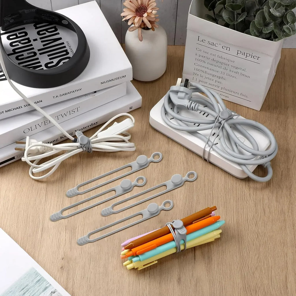 Reusable Silicone Cable Ties – Cord Organizer Straps 6–120 PCS