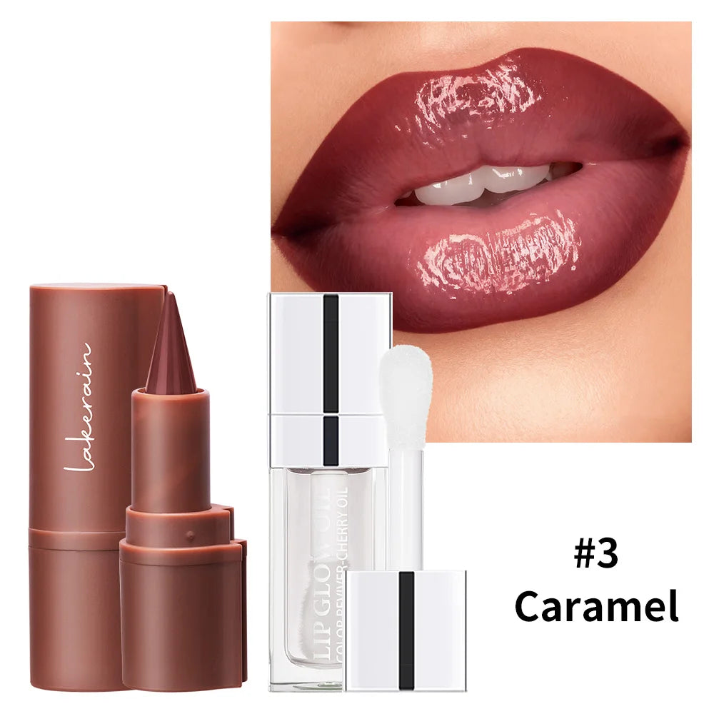 3D Lip Gloss & Liner Set – Hydrating, Long-Lasting Natural Finish