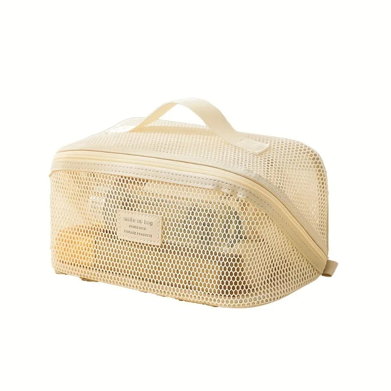 Luxury Makeup Bag for Travel, Women Cosmetic Organizer Pouch with Zip - Toiletry Kit Storage Case, Premium Ladies Make Up Box Oasis Select WHITE