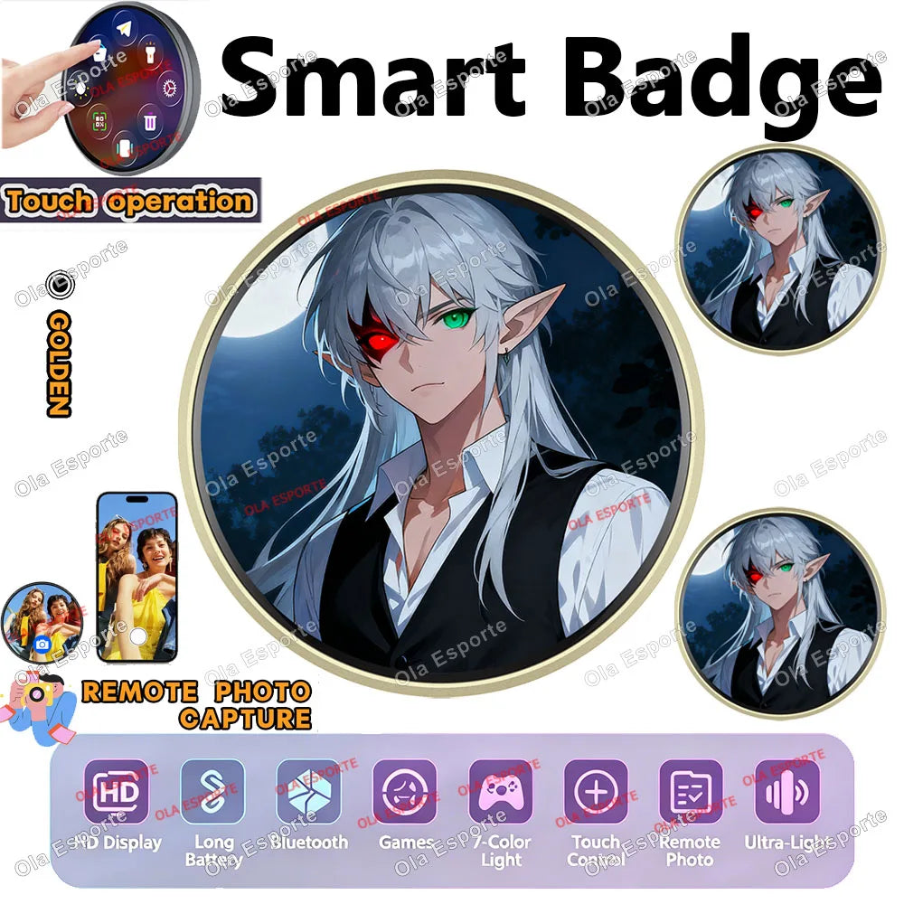 Anime Smart E-Badge | 1.85" LED Touch Screen Display Pin