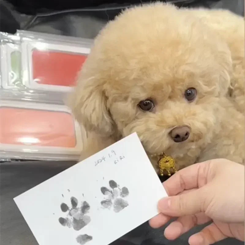 Dog Cat Footprint Pad Paw Print Ink Kit Pad Baby Handprint Stamp Safe Non-toxic Mess-free Printing DIY Easy Clean Pet Souvenir Oasis Select