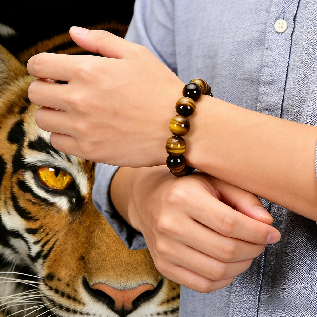 2pcs 1pc Tiger Eye Stone Bracelets Fashionable Additions Jewelry 8mm Bracelets Suitable for VALENTINE'S DAY Gifts Oasis Select