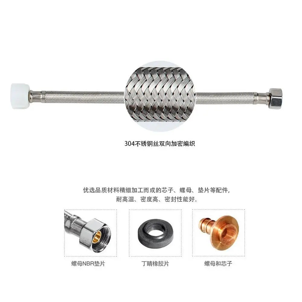 30/40cm Corrugated Water Hose Stainless Steel Large Flow Hot and Cold Water Faucet Inlet Hose Explosion-proof Oasis Select