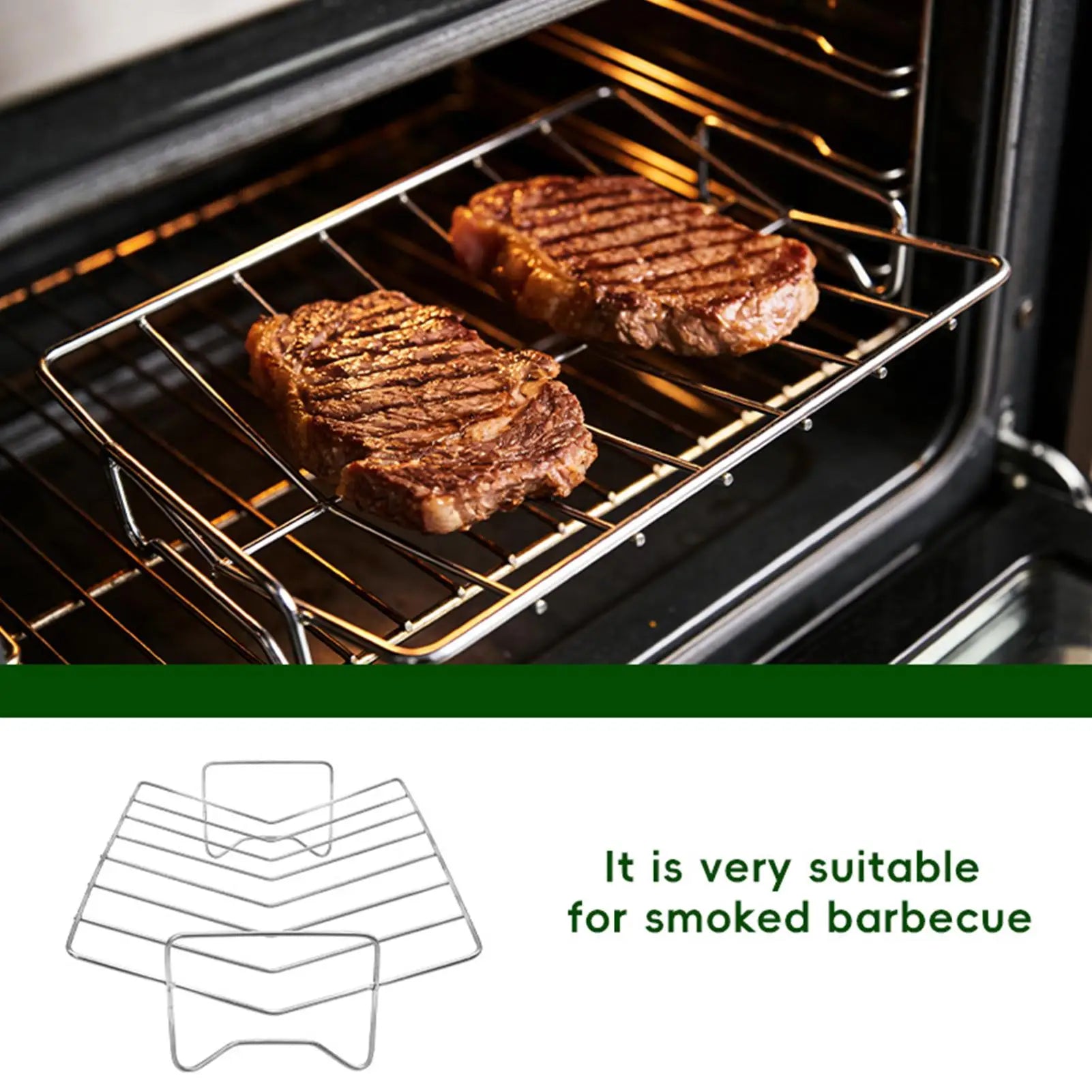 Roasting Rack Adjustable V-Shaped Roasting Rack Stainless Steel Turkey Stand for Even Baking Broiling Air Frying Kitchen Tool Oasis Select