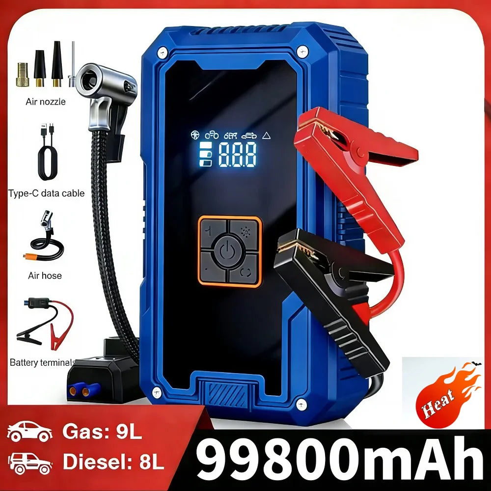 3000A 99800mAh Car Jump Starter with 150PSI Tire Inflator 4 in 1 12V Auto Battery Booster Portable Power Bank LED Light Oasis Select