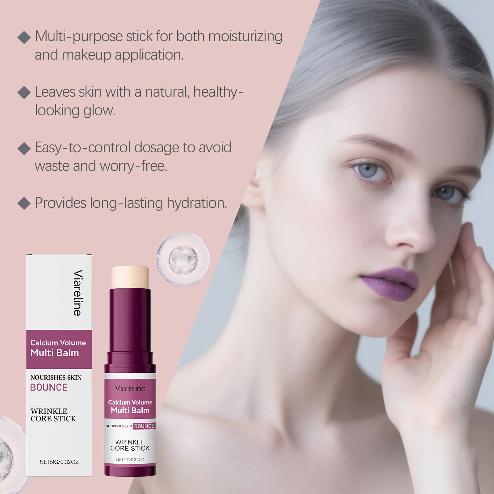 VIARELINE Calcium Volume Multi Balm Collagen Deep Moisturizing Face Skin Refresh Smoothing Brightening Firming Balm Stick Cream Oasis Select