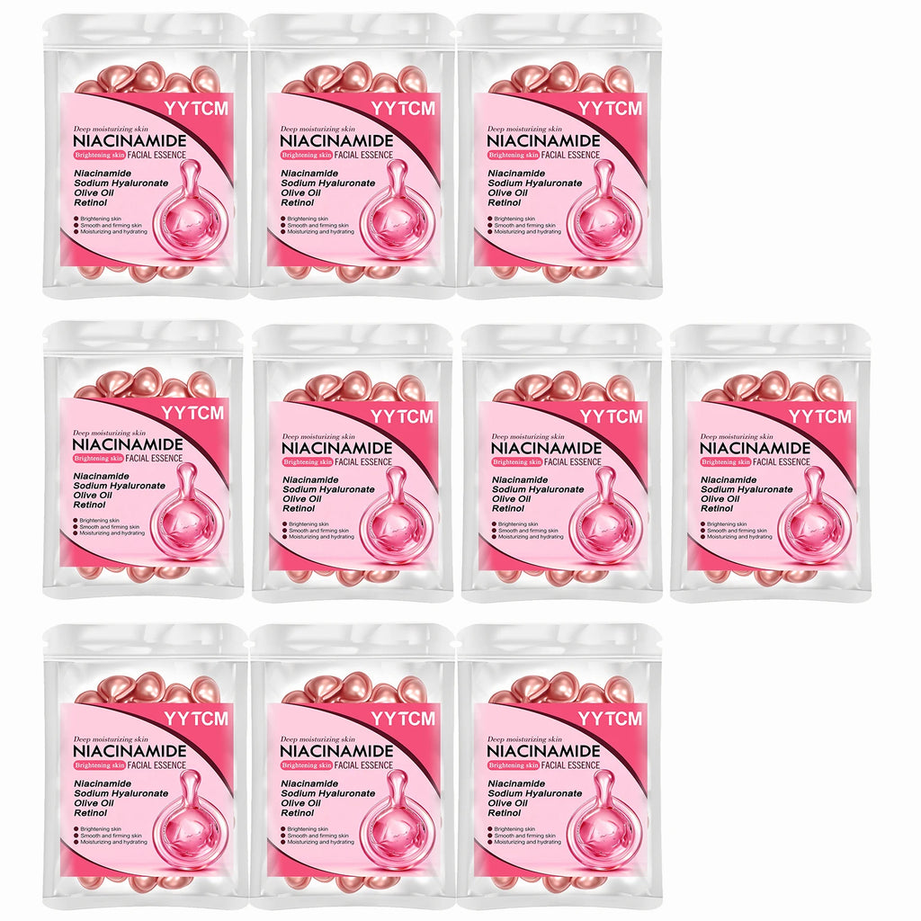 Niacinamide Facial Essence Capsules, Containing Retinol, Olive Fruit Oil, Gardenia Extract, Brighten Skin Tone, Moisturize and Hydrate, Smooth and Refine Skin (0.5Gx30 Capsules)/Bag-1 Bag Oasis Select 10 Bags