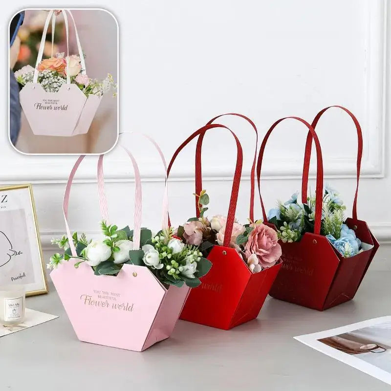 Portable Hollow-Out Flower Basket Gift Box | Bouquet Wrap