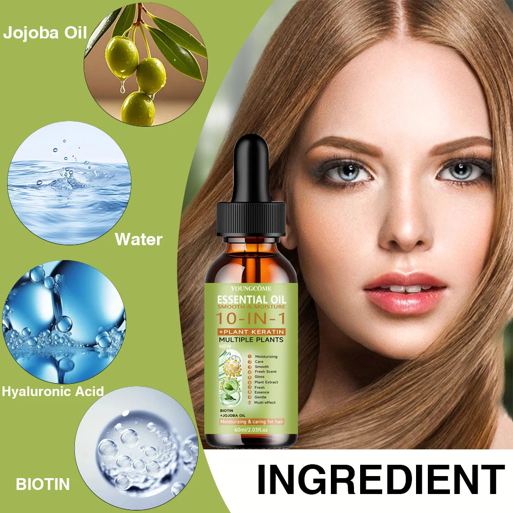 YOUNGCOME 10-in-1 Hair Essence Oil | Keratin & Jojoba