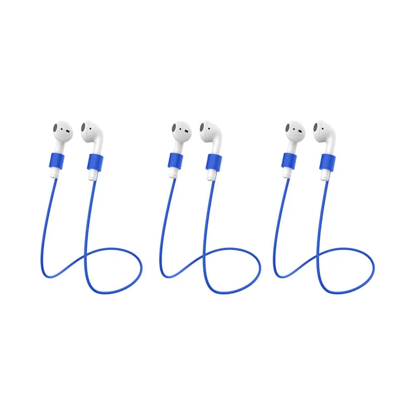 1/3pcs Silicone Strap Magnetic Anti-Lost Rope Bluetooth TWS Earphone Anti Lost Strap For Airpods 1/2/3 Gen Lenovo Earbuds Cord Oasis Select 3pcs Blue No Magnetic