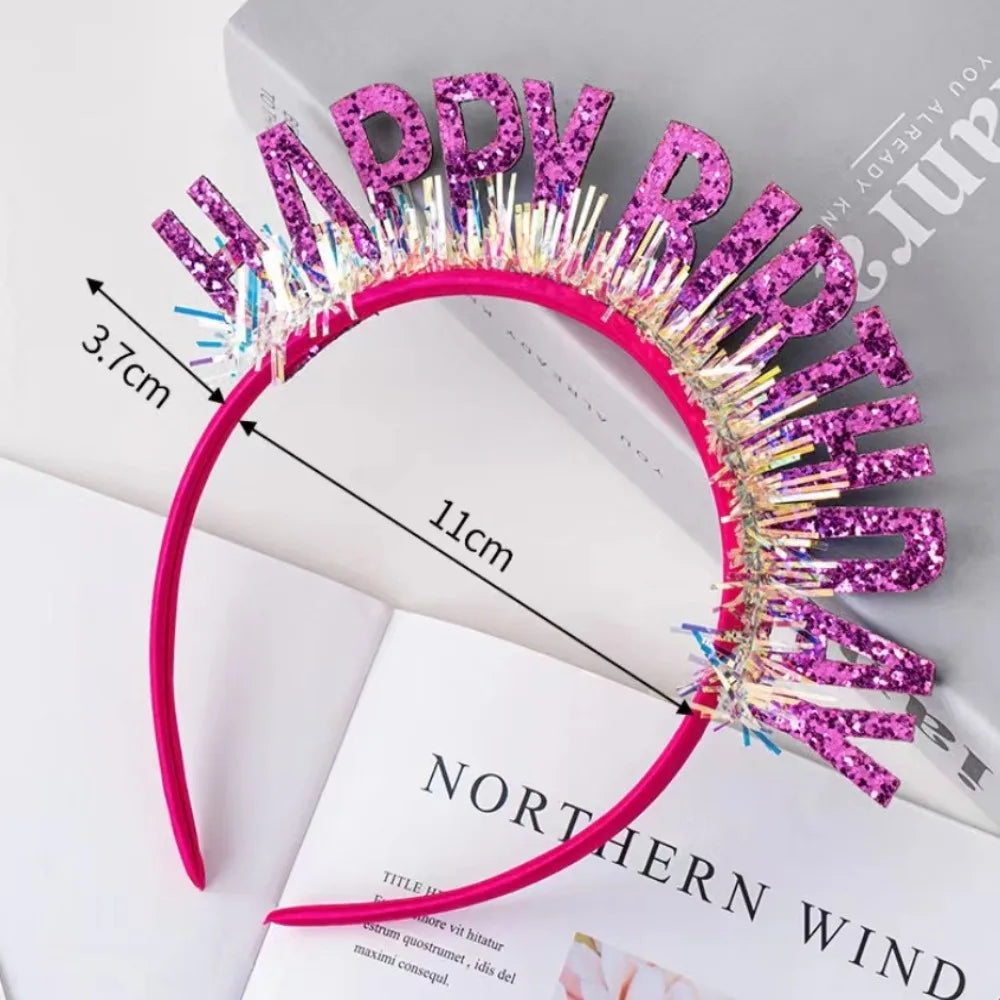 Glitter Happy Birthday Sequin Headband – Party Hair Accessory