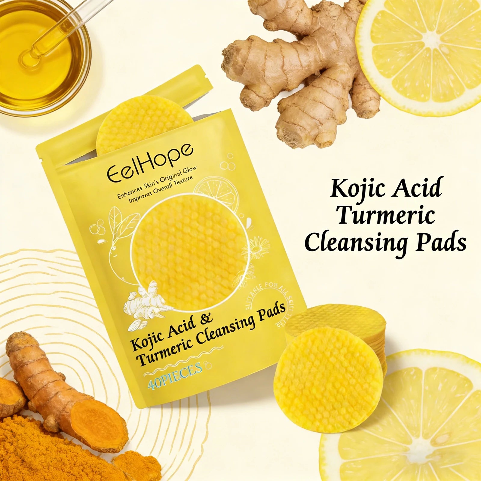 Kojic Acid & Turmeric Cleansing Pads – Brighten & Exfoliate Skin Exfoliating Cleansing Pads Oasis Select