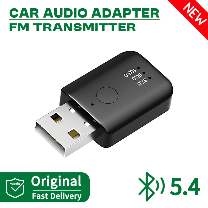 Bluetooth 5.4 FM Transmitter With Mic Handsfree Call USB Wireless Adapter Lossless Stereo Music Audio Receiver For Car FM Radio Oasis Select Bluetooth 5.4