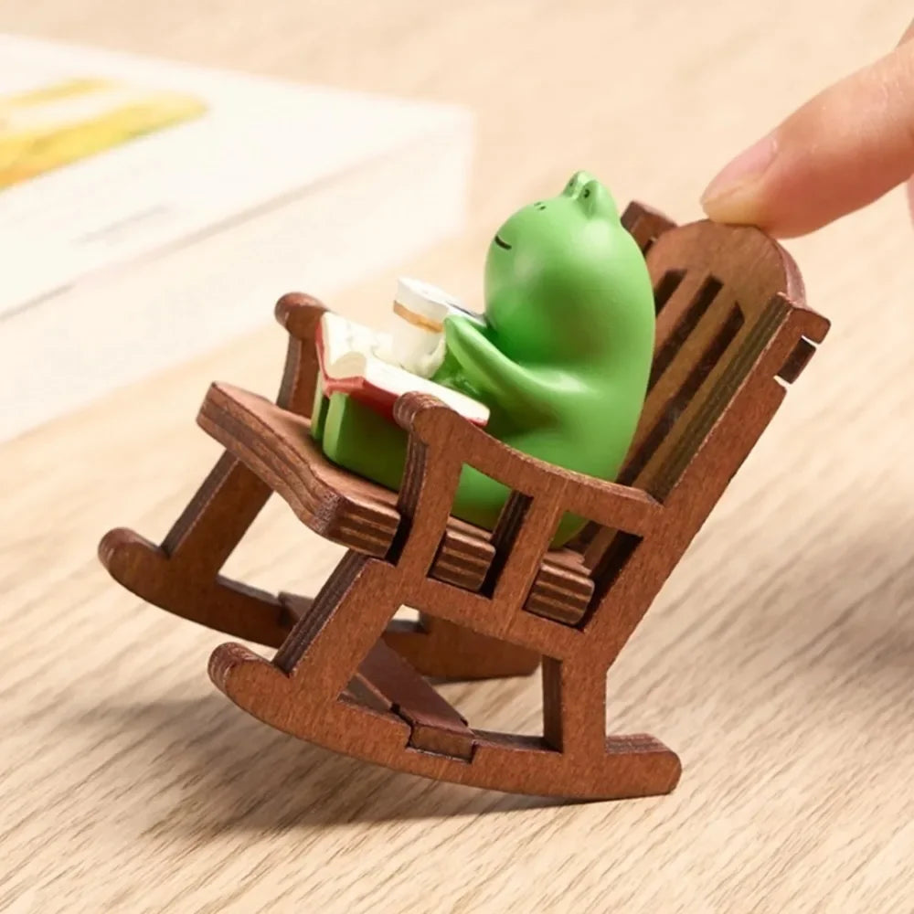 Frog Rocker Chair Cute Japanese Healing Small Decoration Office Desktop Decoration Car Center Control Decoration Oasis Select