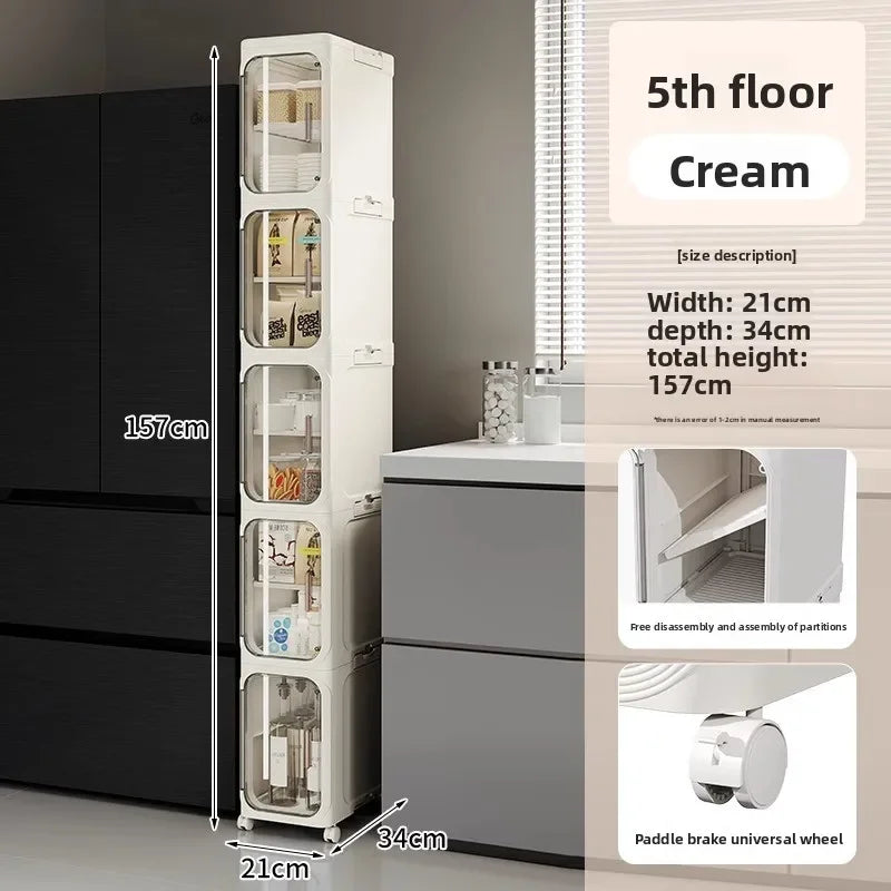 Multi-functional Crack rack kitchen locker refrigerator very narrow 21cm wide storage cabinet bathroom trolley Oasis Select