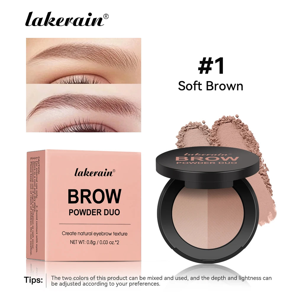 Two-color Eyebrow Powder Long Lasting Waterproof Contour Powder Makeup Nose Face Shadow Natural Smooth Eyebrow Cosmetics Oasis Select 1Soft Brown