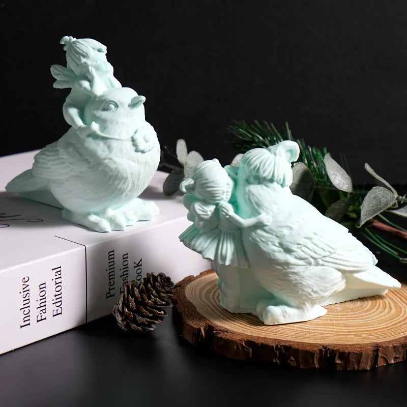 3D Bird Flower Fairy Silicone Mold Pastoral Spirit Bird Ornament Candle Mold DIY Plaster Silicone Mold Oasis Select