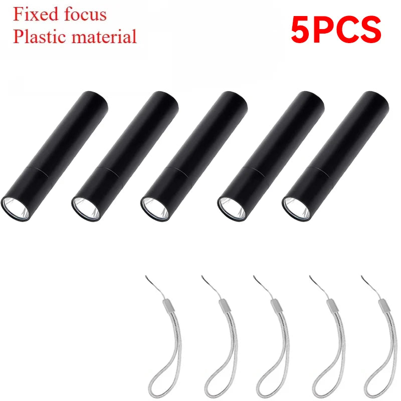 Mini Keychain Flashlight USB Charging Waterproof Pocket Torch Lamp 3 Modes Outdoors Strong light Camping Fixed-Focus Flashlight Oasis Select 5 PCS