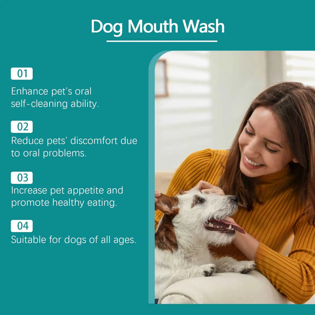 Pet Mouthwash for Dogs Cleans Teeth Freshens Bad Breath Removes Tartar Reduce Odor Daily Oral Hygiene for Dogs Oral Care Oasis Select