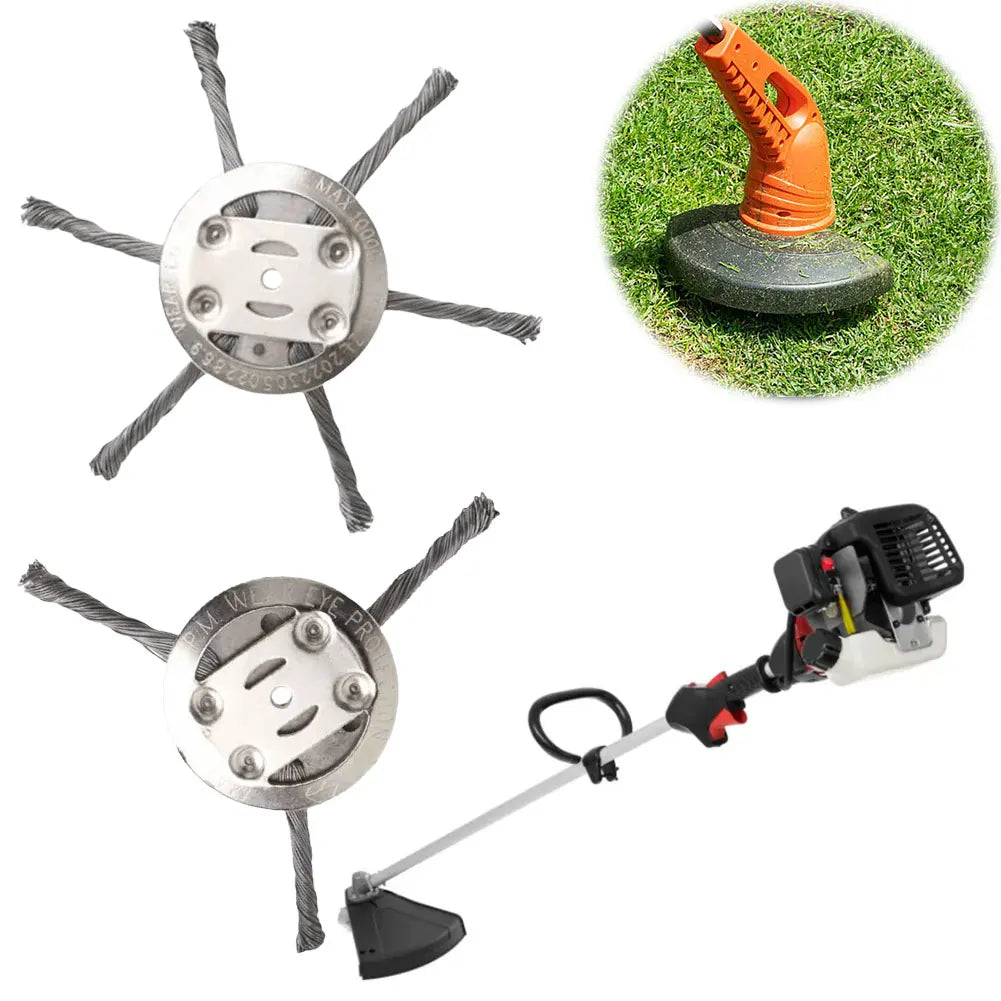 Universal Weed Brush Head 3/6 Cutter Steel Wire Wheel Grass Trimmer Head Removal Moss Rust Lawn Mower Grass Trimmer Heads 1-5PCS Oasis Select