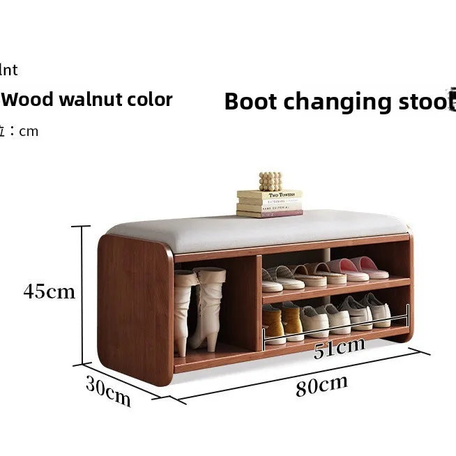 The shoe cabinet changing stool at home, the shoe rack, and the seat stool are integrated into the door. Long strip shoe stool Oasis Select Walnut 80-C