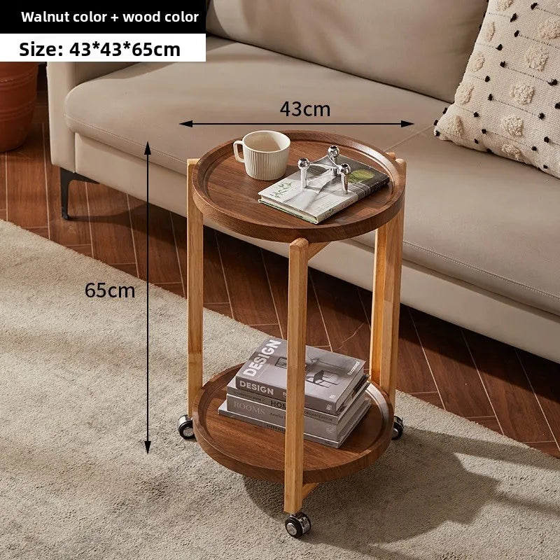 Multi-functional Movable trolley side table Living room coffee table Movable coffee table sturdy and durable Oasis Select Log color rack A