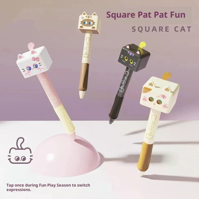 1/4Pcs Cute Cat Gel Pen 0.5mm Black Ink Smooth Ballpoint Pen Stress Relief Quick Drying Neutral Pen School Office Oasis Select