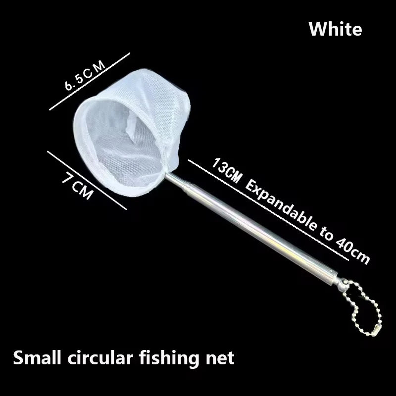 Fish Tank Fishing Net 3D Stainless Steel Retractable Portable and Easy-to-use Fish Fishing Net Bag Cleaning Accessories Oasis Select Small round