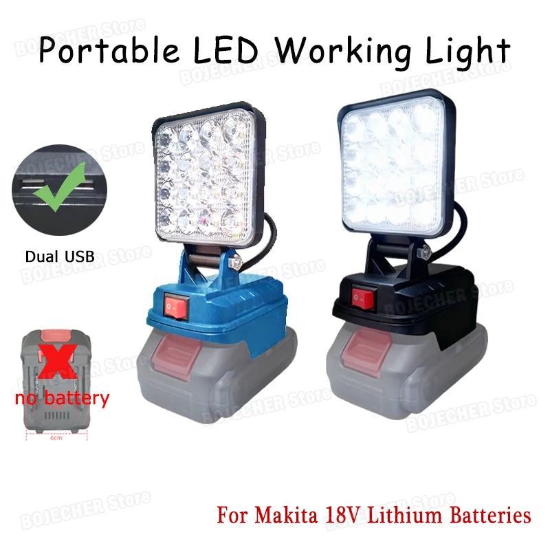 LED Working Light For Makita 18V Lithium Battery Cordless Outdoor Flashlight Camping Lamp Emergency Lighting Power Tools Parts Oasis Select